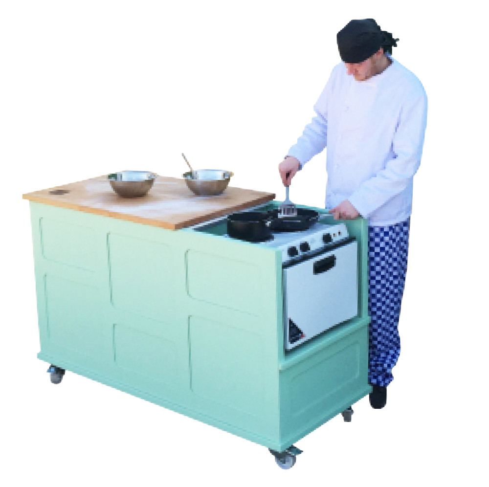 Wood Panelled Cooking Work Station (1NCST)