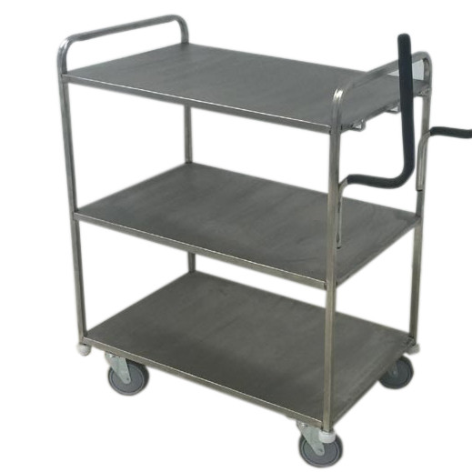 3 Tier Flat Shelf Stainless Steel Trolley With Handles (8SSFJ)
