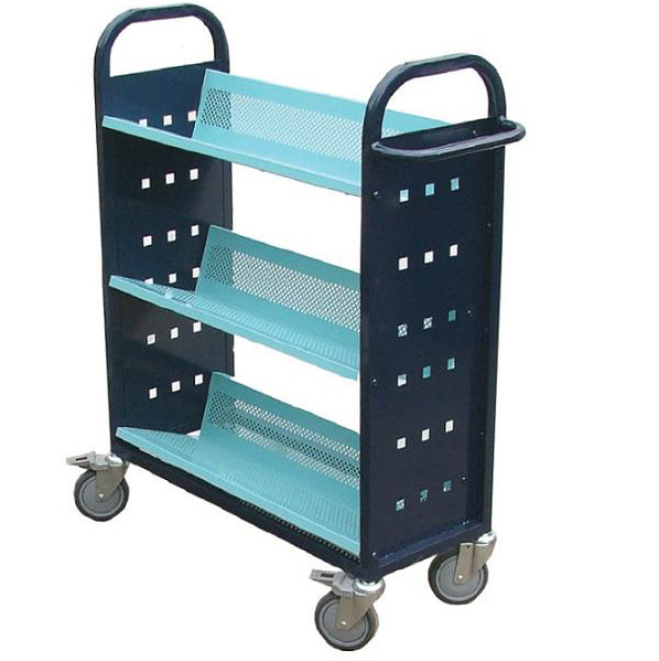Long Single Sided 3 Shelf Aluminium Book Trolley (ALM5)