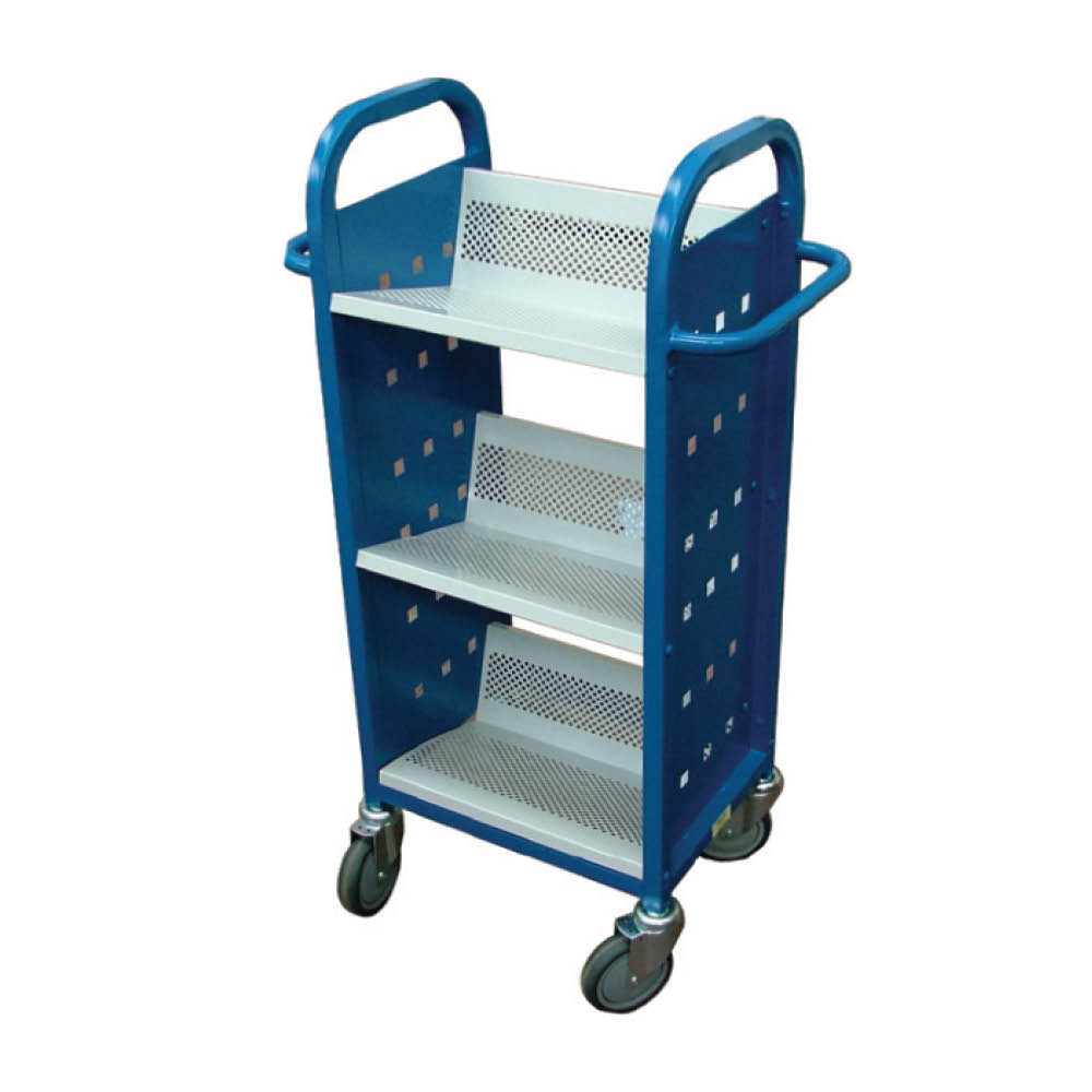 Single Sided 3 Shelf Aluminium Book Trolley (ALM4)