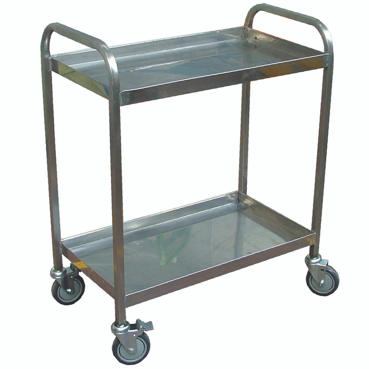 2 Tier Flat Shelf Stainless Steel Trolley With Handles (2SSFL8)