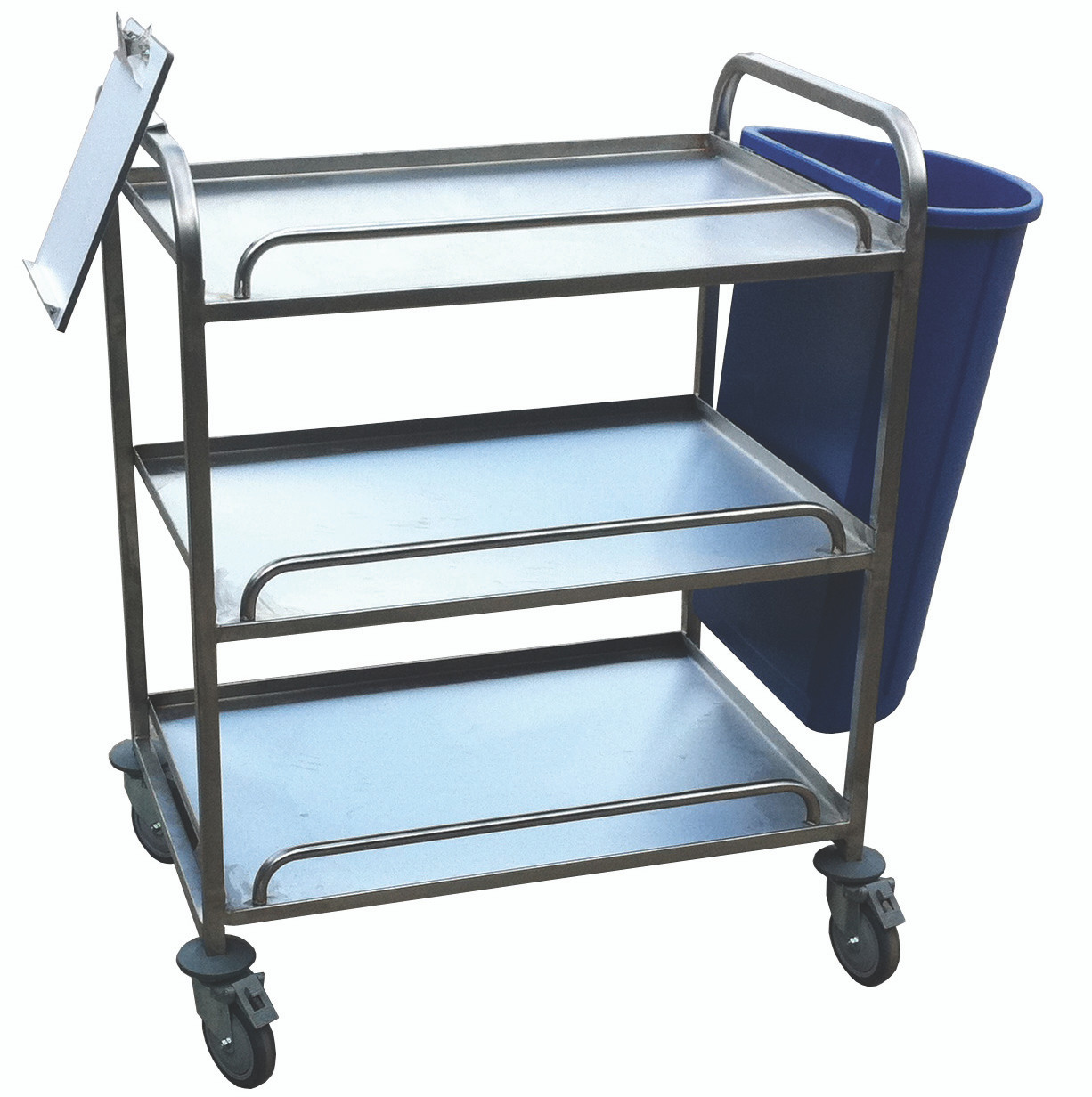 3 Tier Flat Shelf Stainless Steel Trolley With Bin (SSET2)