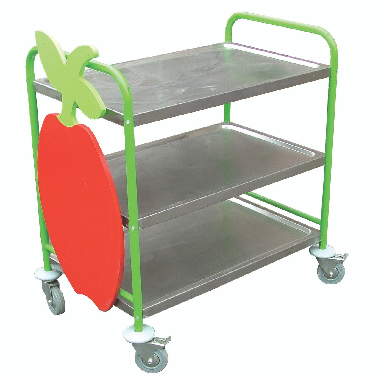 Medium 3 Tier Flat Shelf Stainless Steel Trolley (10SSFL)