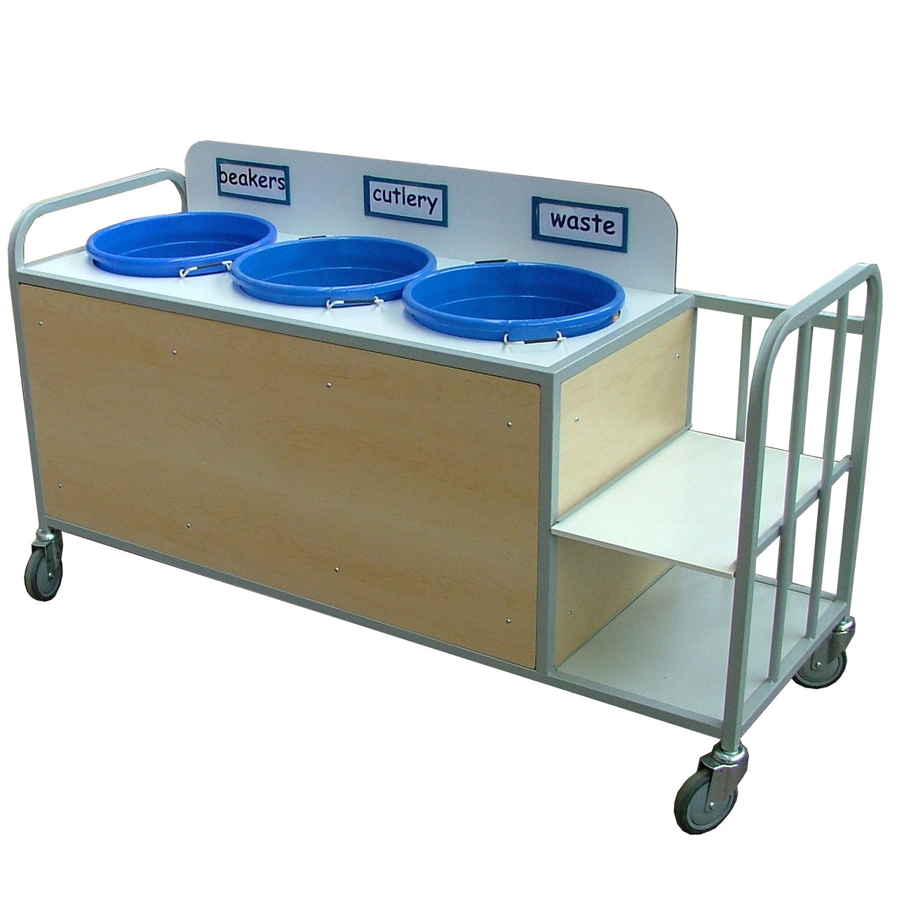 Basics Stainless Steel Frame Clearing Trolley With Plates & Tray Storage (8SECN2)