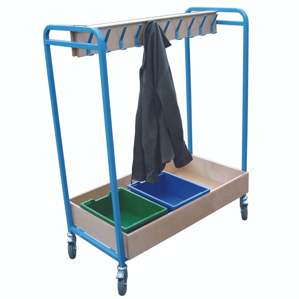 Cloakroom Tray Trolley – Single Tier Hooks (1CFJ)