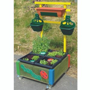 Foundation Stage 4 or 6 Garden Planter Box With Back Rail & Hanging Baskets (SGP3/SGP4)