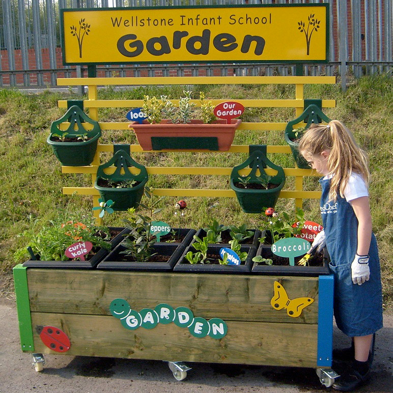 Complete Mini Garden Planter With Hanging Basket Rail & Sign (HRB1)