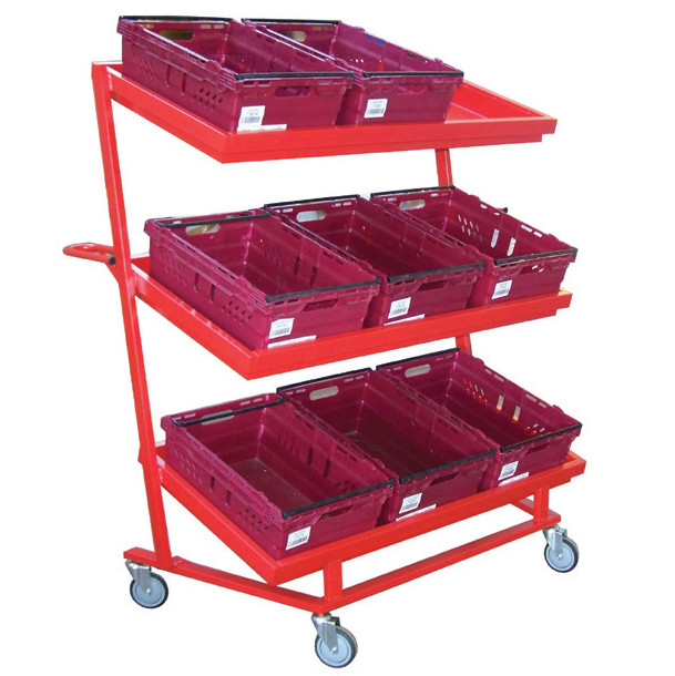 Nesting 9 tote Box Trolley with Trough (NTBT5)