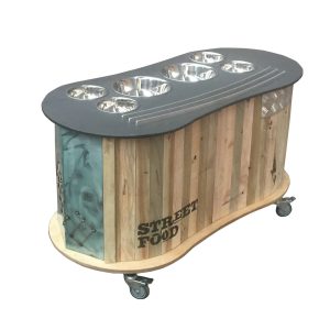 Rustic Style Wood Curved Serving Station (SBTC28)