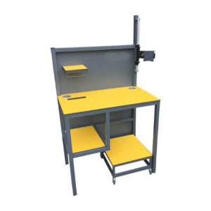 Yellow and Grey Packing Bench With Small Shelf