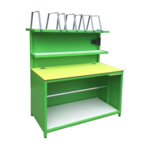 Green Packing Bench With Dividers