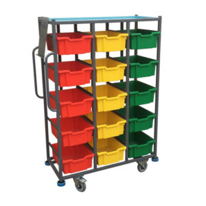 Tote Box Trolley With Bumpers and Locking Castors