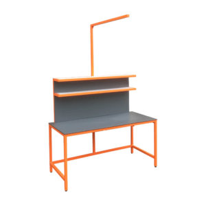 Grey and Orange Workbench With Post