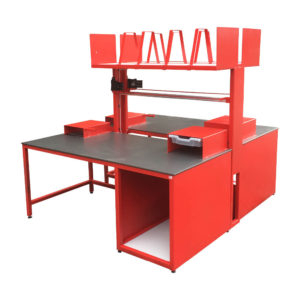 Red Packing Bench With Countertop Storage