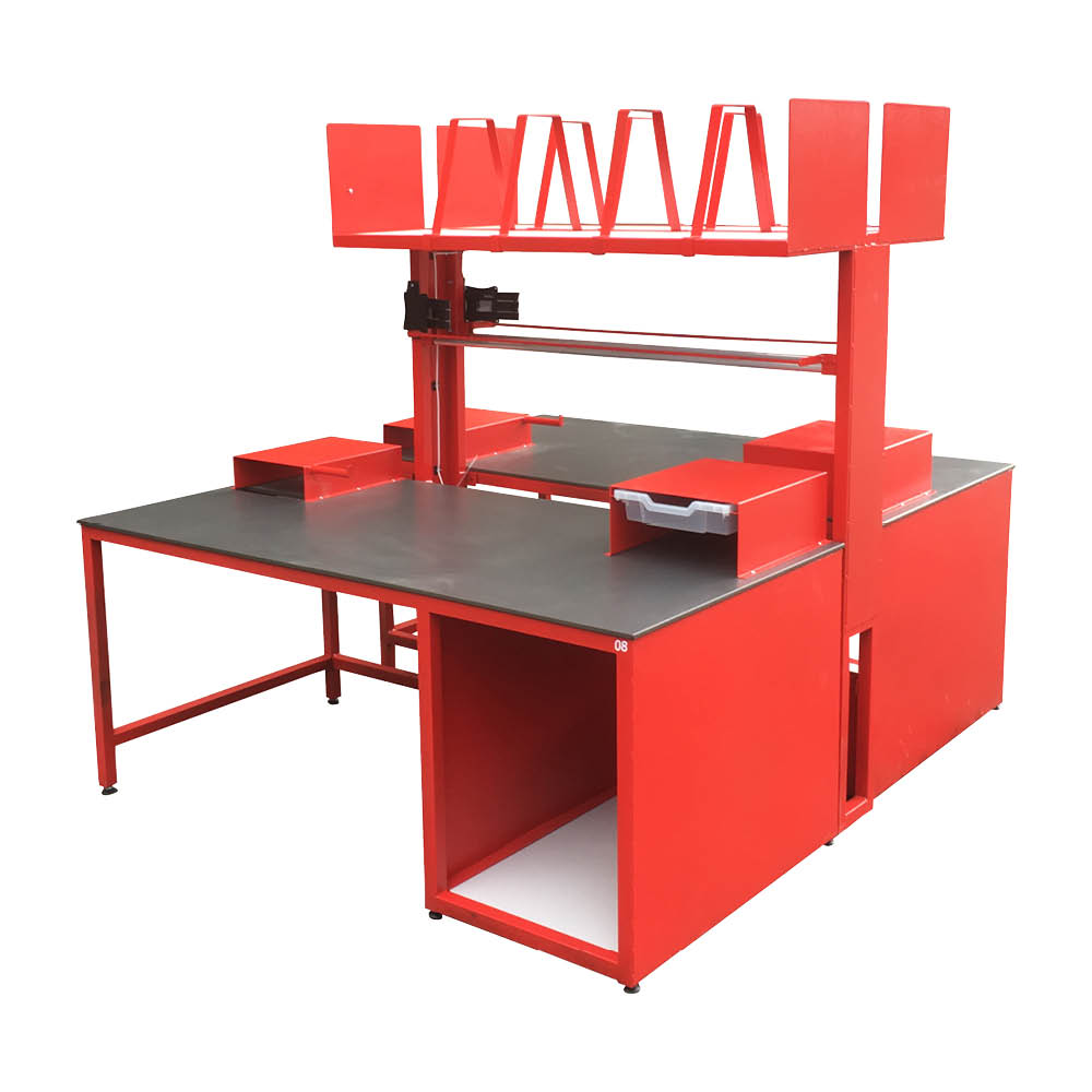 Red Packing Bench With Countertop Storage