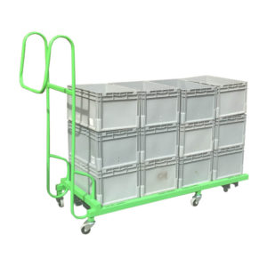 Green Dolly Pusher With Boxes