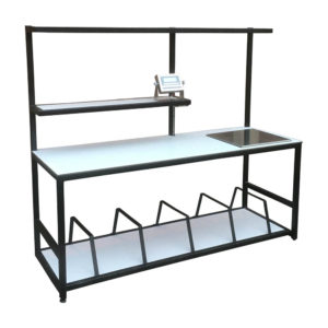 Black Frame Work Bench With Lower Dividers