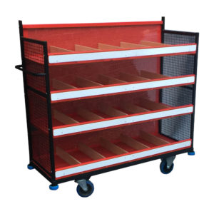 Mesh Stock Trolley With Dividers