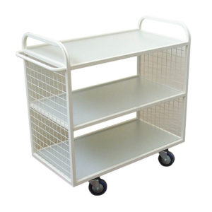Steel Flat Shelf Wide Mesh Trolley