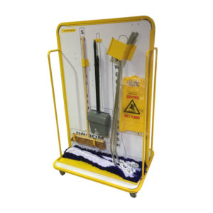 Hygiene Station With Bin Bar, Broom Hooks and Baskets