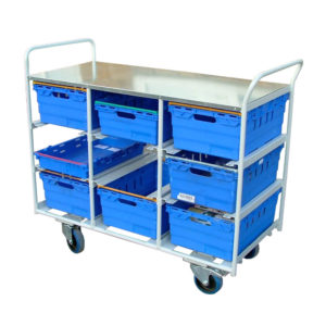 Flat Top Stainless Steel Tote Trolley