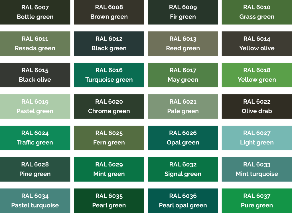 RAL Colours Sheets Green