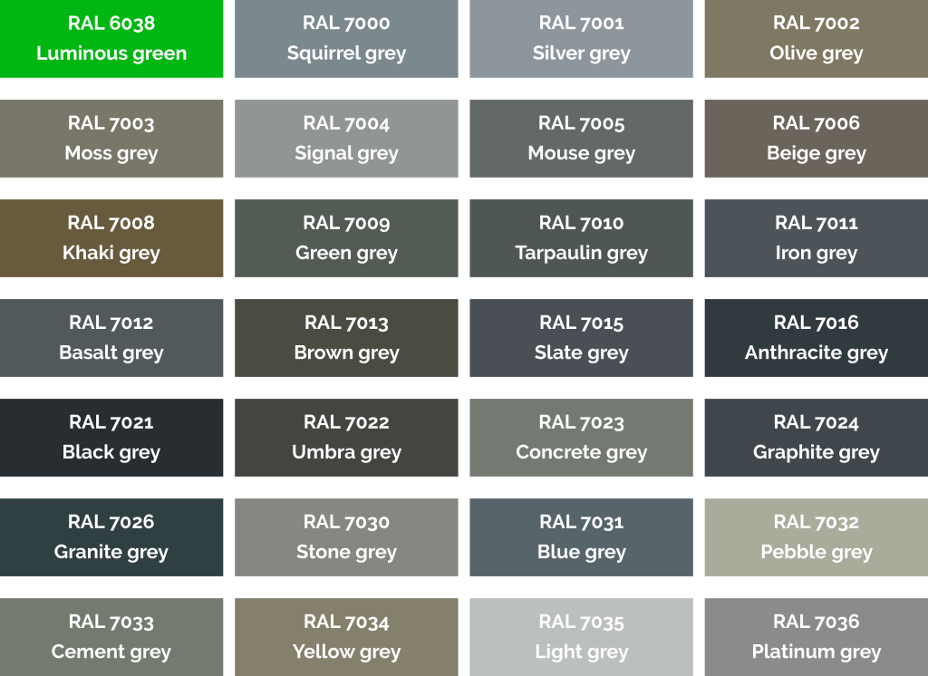 RAL Colours Sheets Grey