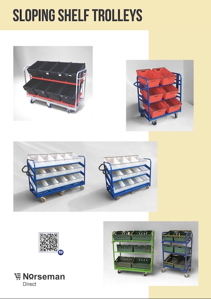 sloping shelf trolleys