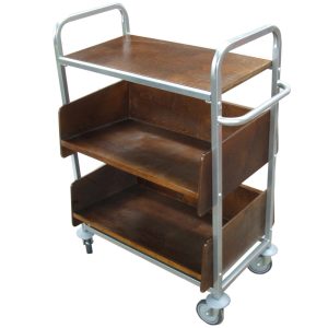 Wood and Steel Book Trolley (NT4)