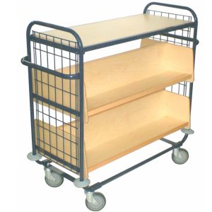 Wood and Steel Book Trolley (NT6)